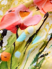 White/Yellow Scenic Print Satin Cami Midi Occasion Dress - Image 7 of 7