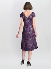Gina Bacconi Purple Abella Illusion Jewel Floral Dress - Image 2 of 5