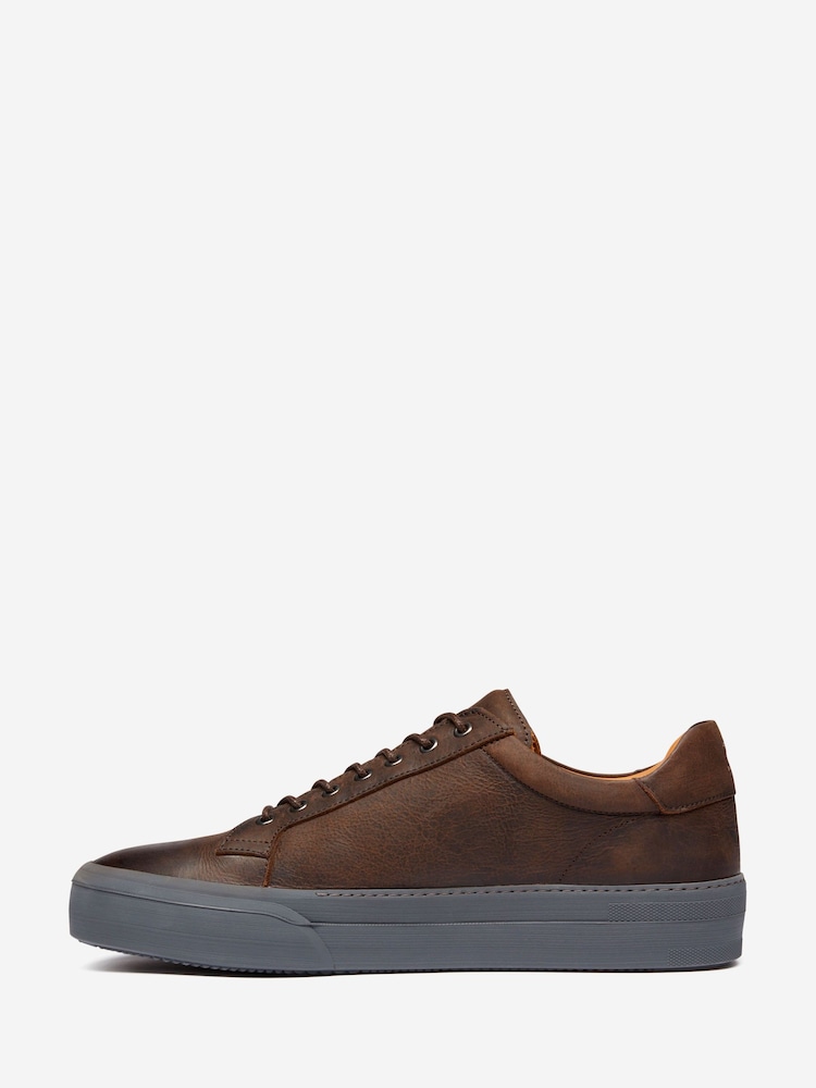 Oliver Sweeney Kudu Leather Cupsole Brown Trainers - Image 2 of 5 Oliver Sweeney Kudu Leather Cupsole Brown Trainers - Image 2 of 5
