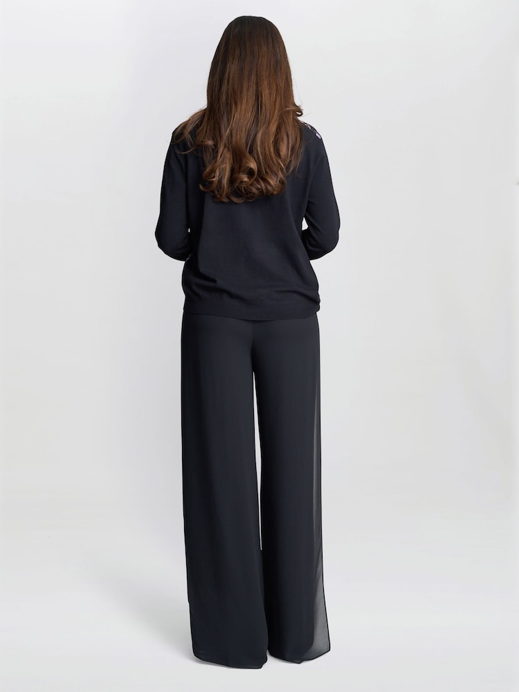 Vilma Floral Satin Front Cardigan - Image 2 of 5 Vilma Floral Satin Front Cardigan - Image 2 of 5