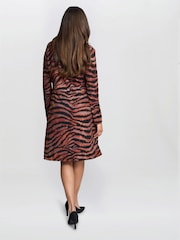 Gina Bacconi Aisling Animal Print Brown Dress - Image 2 of 4