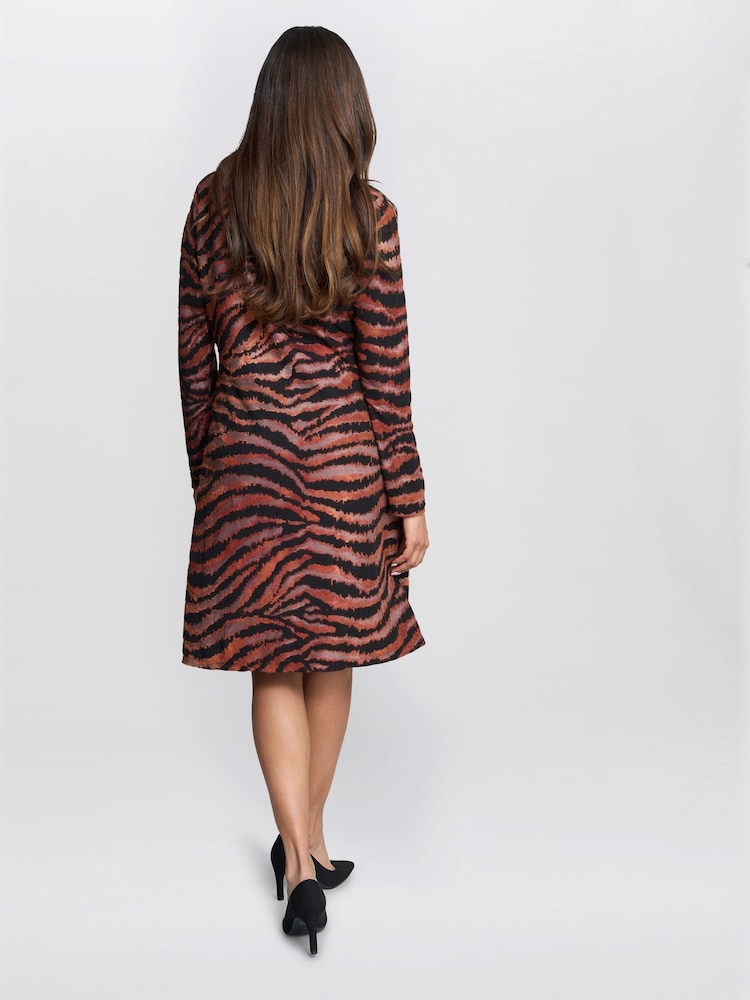 Gina Bacconi Aisling Animal Print Brown Dress - Image 2 of 4
