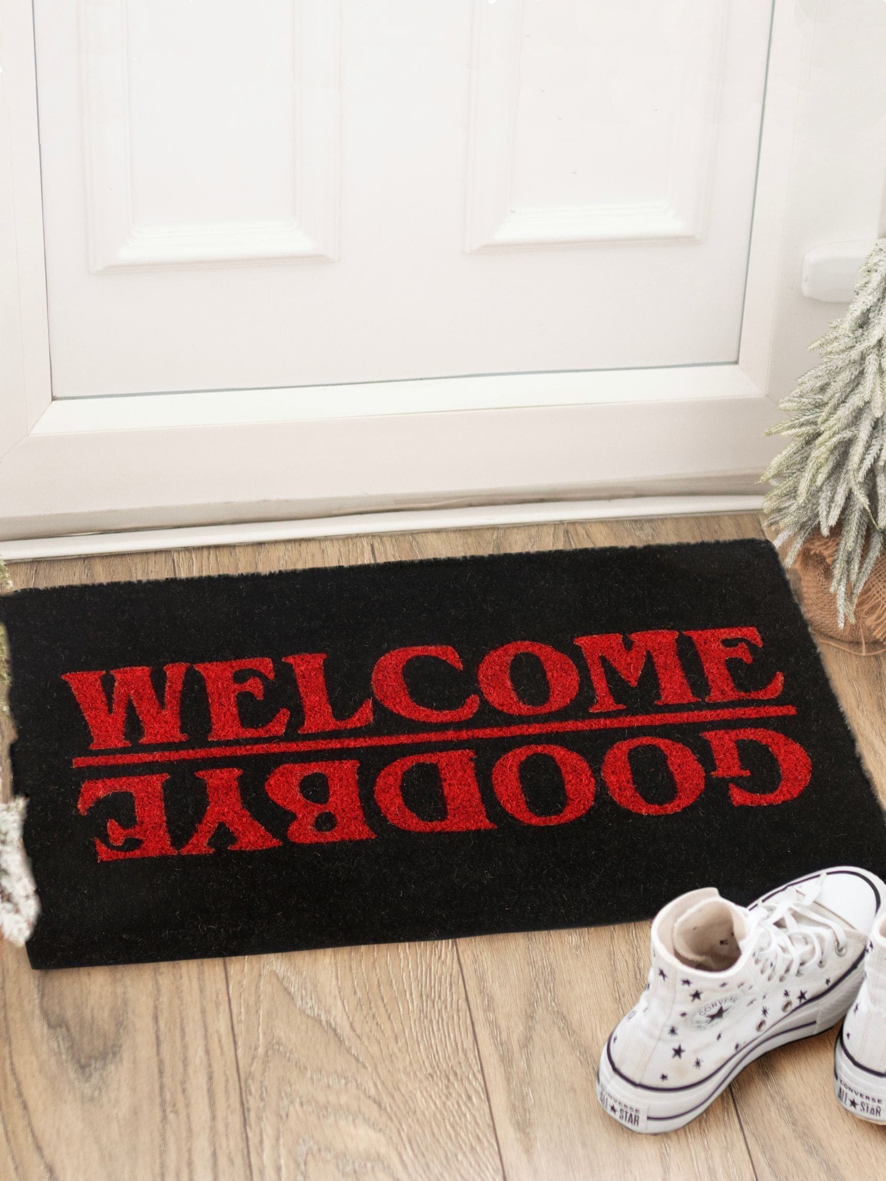 Something Different Black Welcome Goodbye Doormat