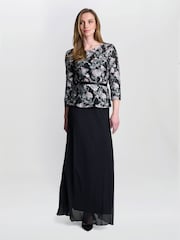 Gina Bacconi Bernice Chiffon Maxi Black Skirt - Image 1 of 5