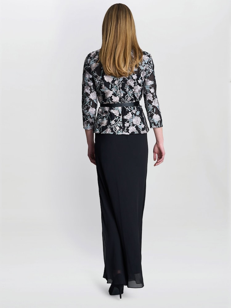 Gina Bacconi Bernice Chiffon Maxi Black Skirt - Image 2 of 5