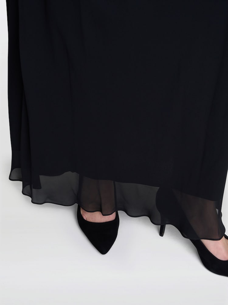 Gina Bacconi Bernice Chiffon Maxi Black Skirt - Image 5 of 5