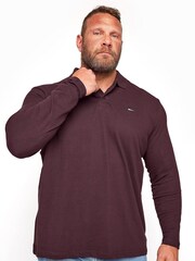 BadRhino Big & Tall Red Plain Long Sleeve Polo Shirt - Image 1 of 3