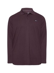 BadRhino Big & Tall Red Plain Long Sleeve Polo Shirt - Image 2 of 3