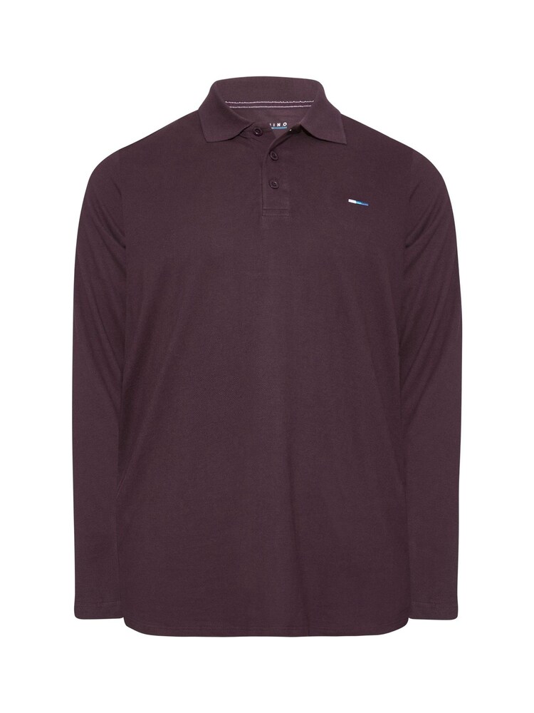 BadRhino Big & Tall Red Plain Long Sleeve Polo Shirt - Image 2 of 3 BadRhino Big & Tall Red Plain Long Sleeve Polo Shirt - Image 2 of 3