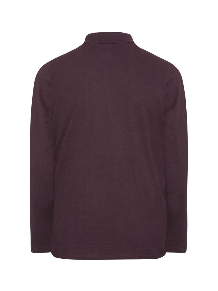 BadRhino Big & Tall Red Plain Long Sleeve Polo Shirt - Image 3 of 3 BadRhino Big & Tall Red Plain Long Sleeve Polo Shirt - Image 3 of 3