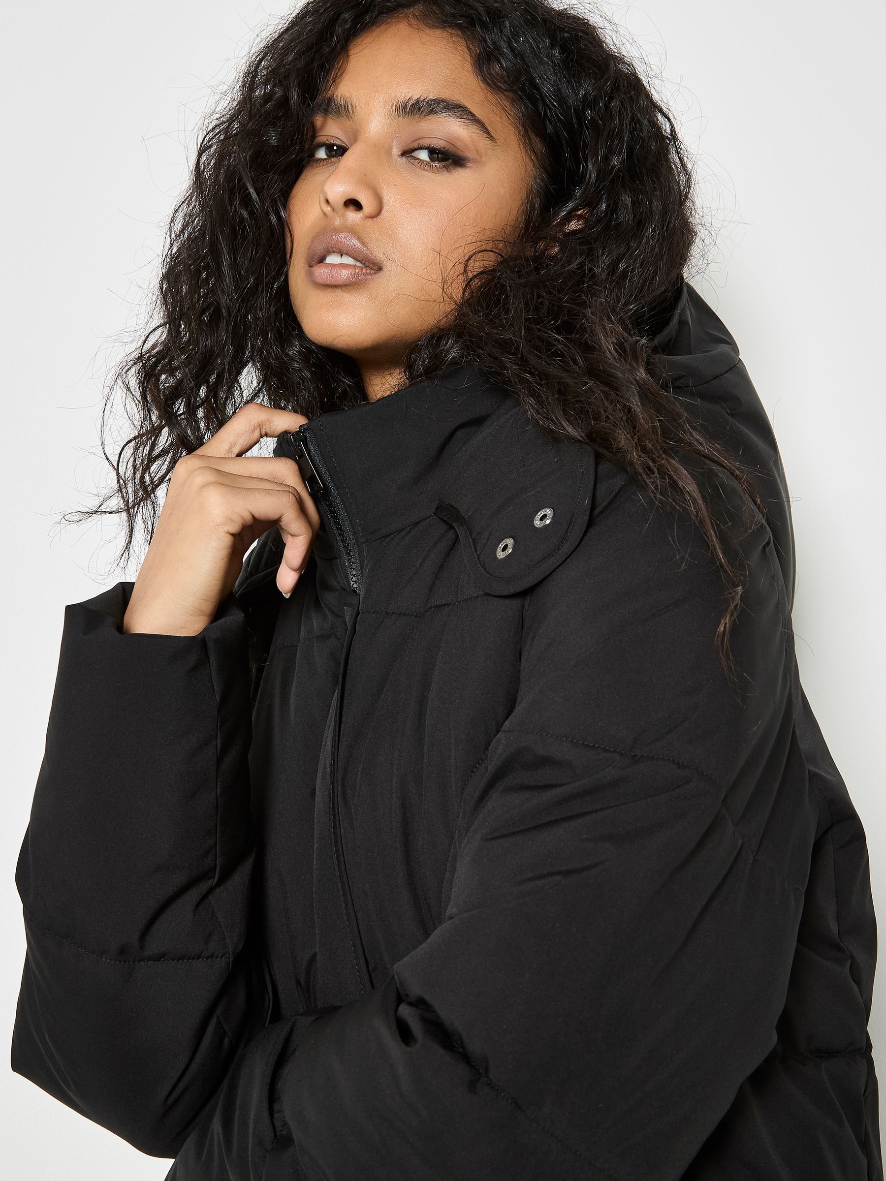 Buy Apricot Black Large Panel Puffer Midi Jacket from the Next UK