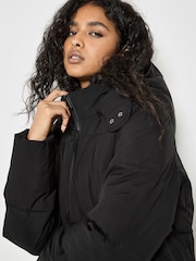 Apricot Black Large Panel Puffer Midi Jacket - Image 3 of 4
