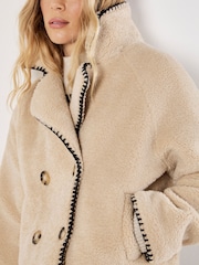 Apricot Natural Teddy Blanket Stitch Edge Jacket - Image 3 of 5