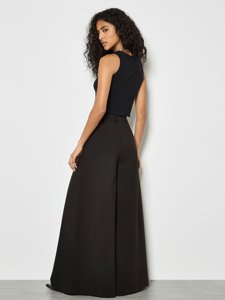 Apricot Black Inverted Pleat Wide Leg Trousers - Image 2 of 4 Apricot Black Inverted Pleat Wide Leg Trousers - Image 2 of 4