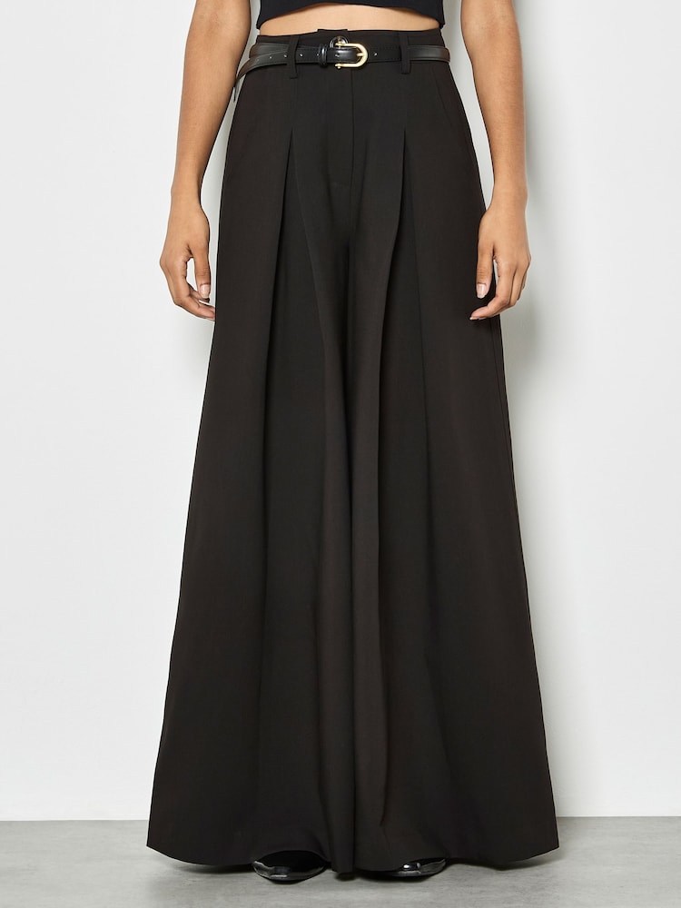Apricot Black Inverted Pleat Wide Leg Trousers - Image 4 of 4 Apricot Black Inverted Pleat Wide Leg Trousers - Image 4 of 4
