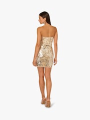 Adrianna By Adrianna Gold Papell Beaded Short Dress - Image 2 of 6