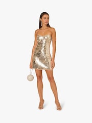 Adrianna By Adrianna Gold Papell Beaded Short Dress - Image 3 of 6