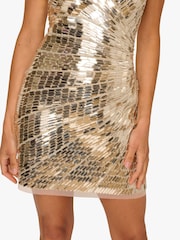 Adrianna By Adrianna Gold Papell Beaded Short Dress - Image 5 of 6
