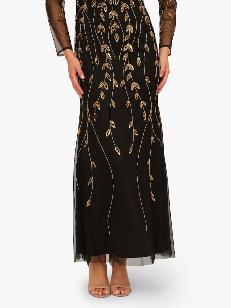 knee length dresses for ladies Adrianna Papell AP1E202740 Long Formal Evening Gown
