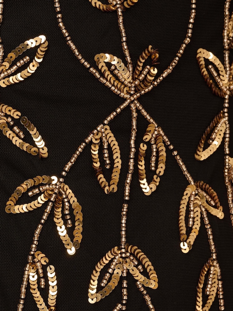 Adrianna Papell Studio Long Sleeve Beaded Black Dress - Image 6 of 6