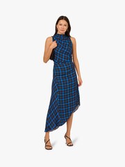 Adrianna Papell Blue Adrianna By Plaid Asymmetrical Dress - Image 3 of 6
