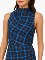 Adrianna Papell Blue Adrianna By Plaid Asymmetrical Dress - Image 4 of 6