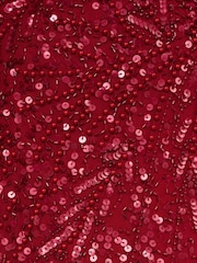 Adrianna Papell Red Long Sleeve Bead Long Dress - Image 6 of 6