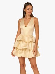 Adrianna Papell Gold Adrianna By Gold Metallic Jacquard Mini Dress - Image 1 of 6