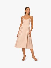 Adrianna Papell Gold Adrianna By Gold Stretch Satin Dress - Image 1 of 6