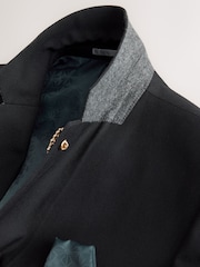 Black Slim Fit Textured Suit Jacket With Brooch - Image 10 of 12