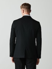 Black Slim Fit Textured Suit Jacket With Brooch - Image 5 of 12