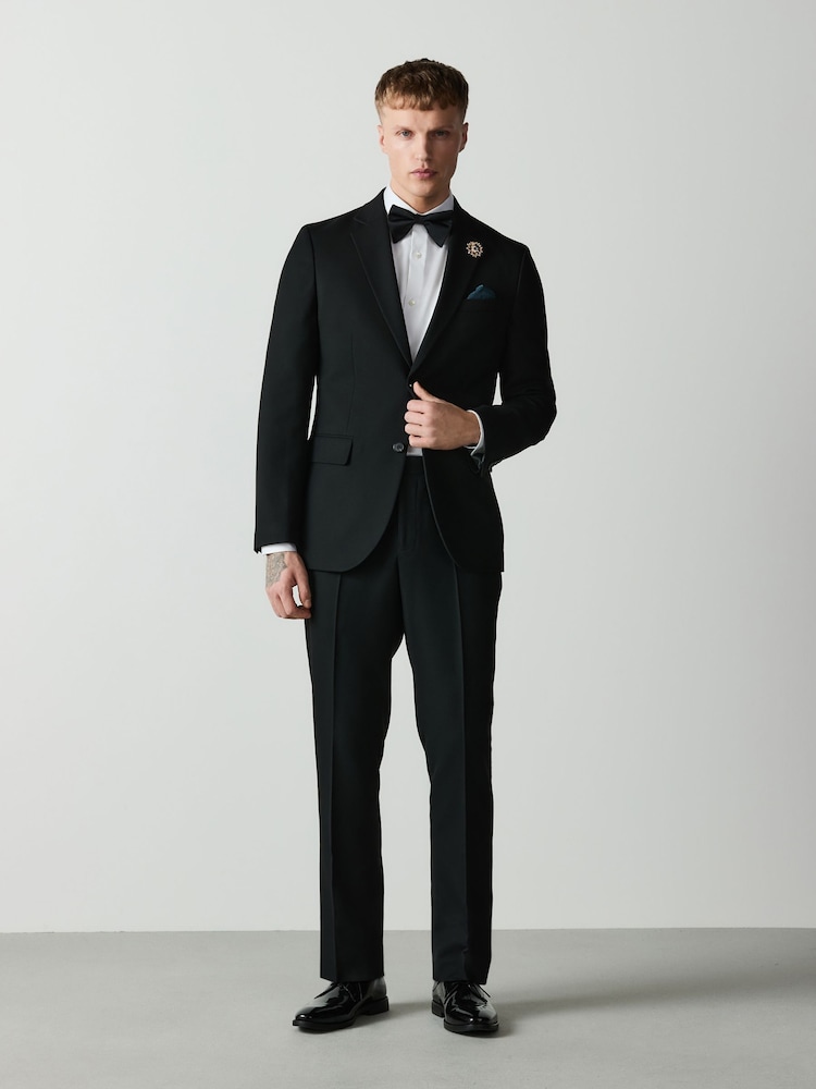 Black Slim Fit Textured Suit Trousers - Image 2 of 5 Black Slim Fit Textured Suit Trousers - Image 2 of 5