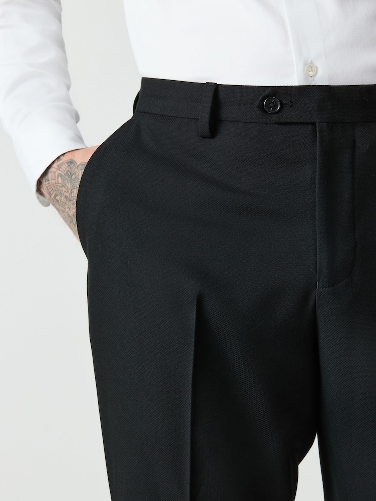 Black Slim Fit Textured Suit Trousers - Image 5 of 5 Black Slim Fit Textured Suit Trousers - Image 5 of 5