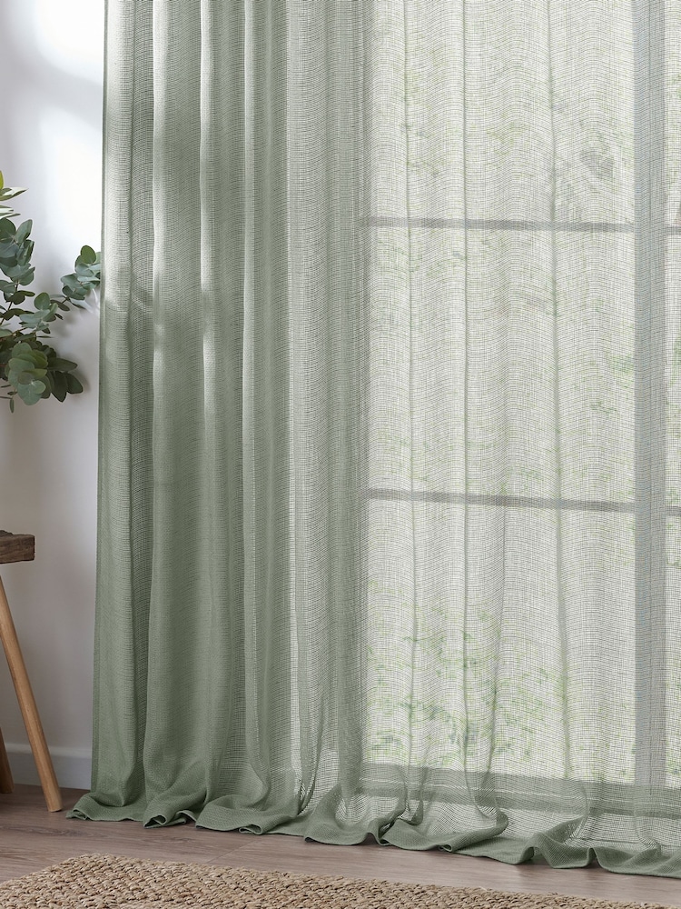 Yard Eucalyptus Green Nimbus Sheer Tab Top Curtains Panel - Image 2 of 5 Yard Eucalyptus Green Nimbus Sheer Tab Top Curtains Panel - Image 2 of 5