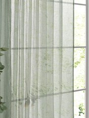 Yard Eucalyptus Green Nimbus Sheer Tab Top Curtains Panel - Image 4 of 5