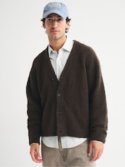 Qəhvəyi - Abercrombie & Fitch Boucle Vintage Kardigan - 8şəkildən 3 şəkil