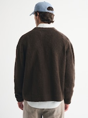 Qəhvəyi - Abercrombie & Fitch Boucle Vintage Kardigan - 8şəkildən 4 şəkil