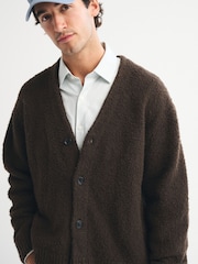 Qəhvəyi - Abercrombie & Fitch Boucle Vintage Kardigan - 8şəkildən 6 şəkil