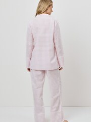 Aruelle Pink Julienne Two Tone Check Long In Seersucker Cotton Piping Detail Pyjamas Set - Image 4 of 4