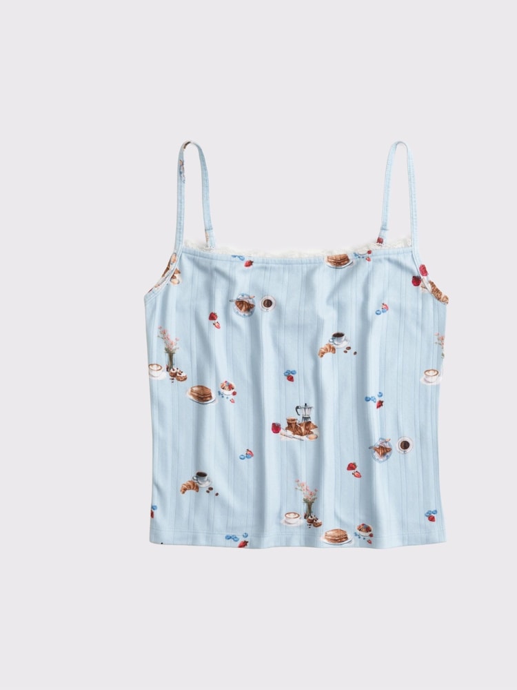 Abercrombie & Fitch Grey Pointelle Strappy Cami Pyjama Top - Image 1 of 1 Abercrombie & Fitch Grey Pointelle Strappy Cami Pyjama Top - Image 1 of 1