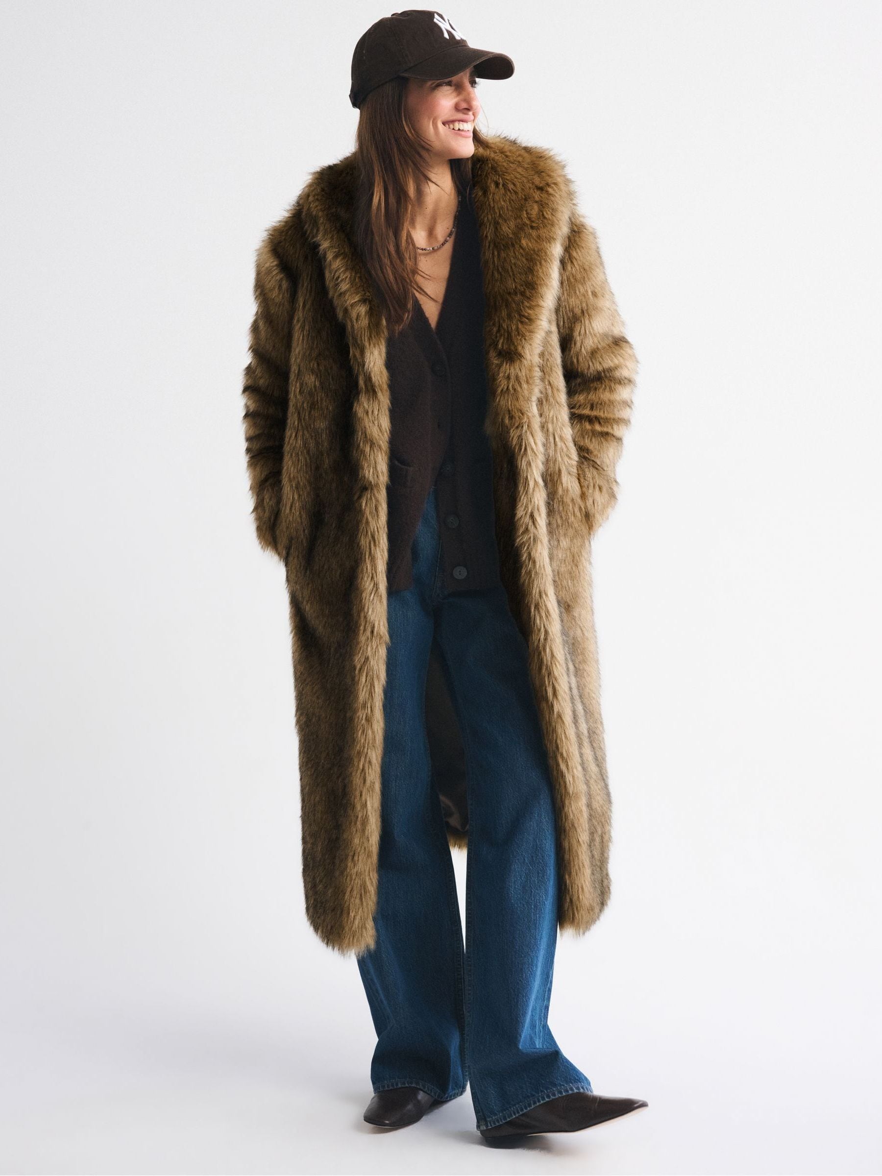 Buy Abercrombie & Fitch Brown Faux Fur Long Coat from Next Canada