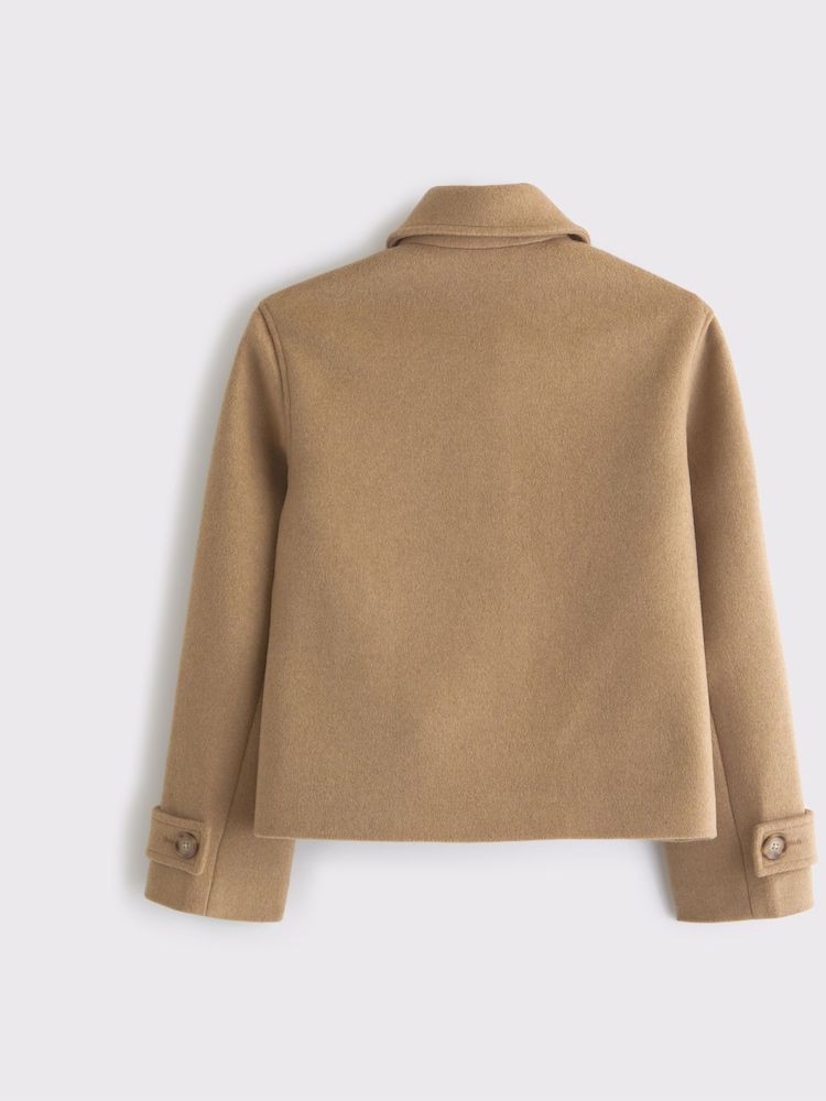 Buy Abercrombie & Fitch Brown Wool Short Button Through Jacket 