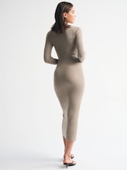 Abercrombie & Fitch Green Long Sleeve Sweetheart Button Through Maxi Dress - Image 4 of 5