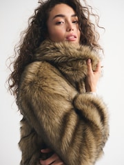 Abercrombie & Fitch Brown Faux Fur Short Zip Jacket - Image 4 of 8