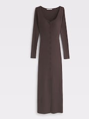 Abercrombie & Fitch Brown Long Sleeve Sweetheart Button Through Maxi Dress - Image 1 of 1