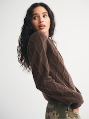 Abercrombie & Fitch Brown Crewneck Cardigan - Image 3 of 9