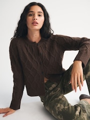 Abercrombie & Fitch Brown Crewneck Cardigan - Image 6 of 9