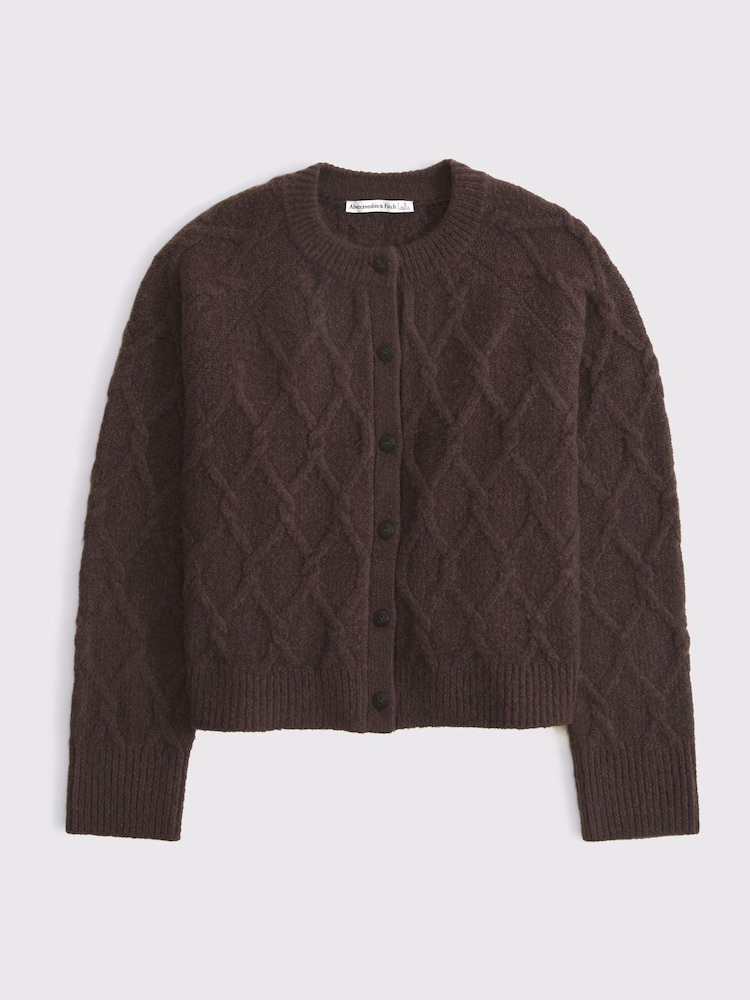 سترة كارديغان بكُم طويل وياقة بحافة مستديرة محبوكة بنمط مجدول من Abercrombie & Fitch - صورة 6 من 6