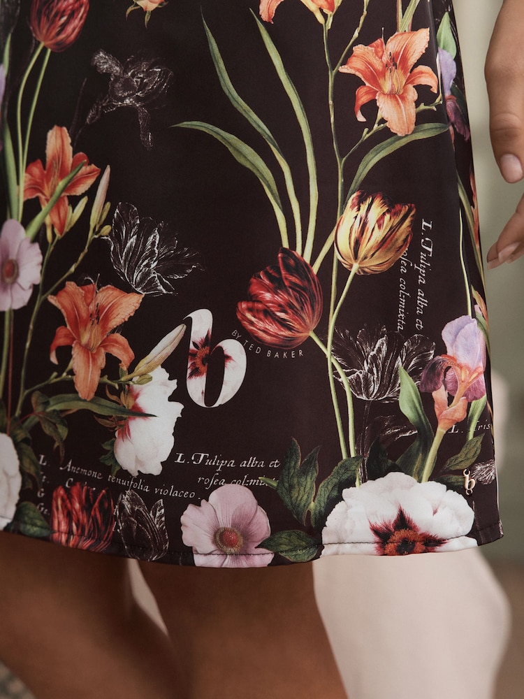 B by Ted Baker Chocolate Brown Floral Satin Night Slip - Imagen 5 de 5