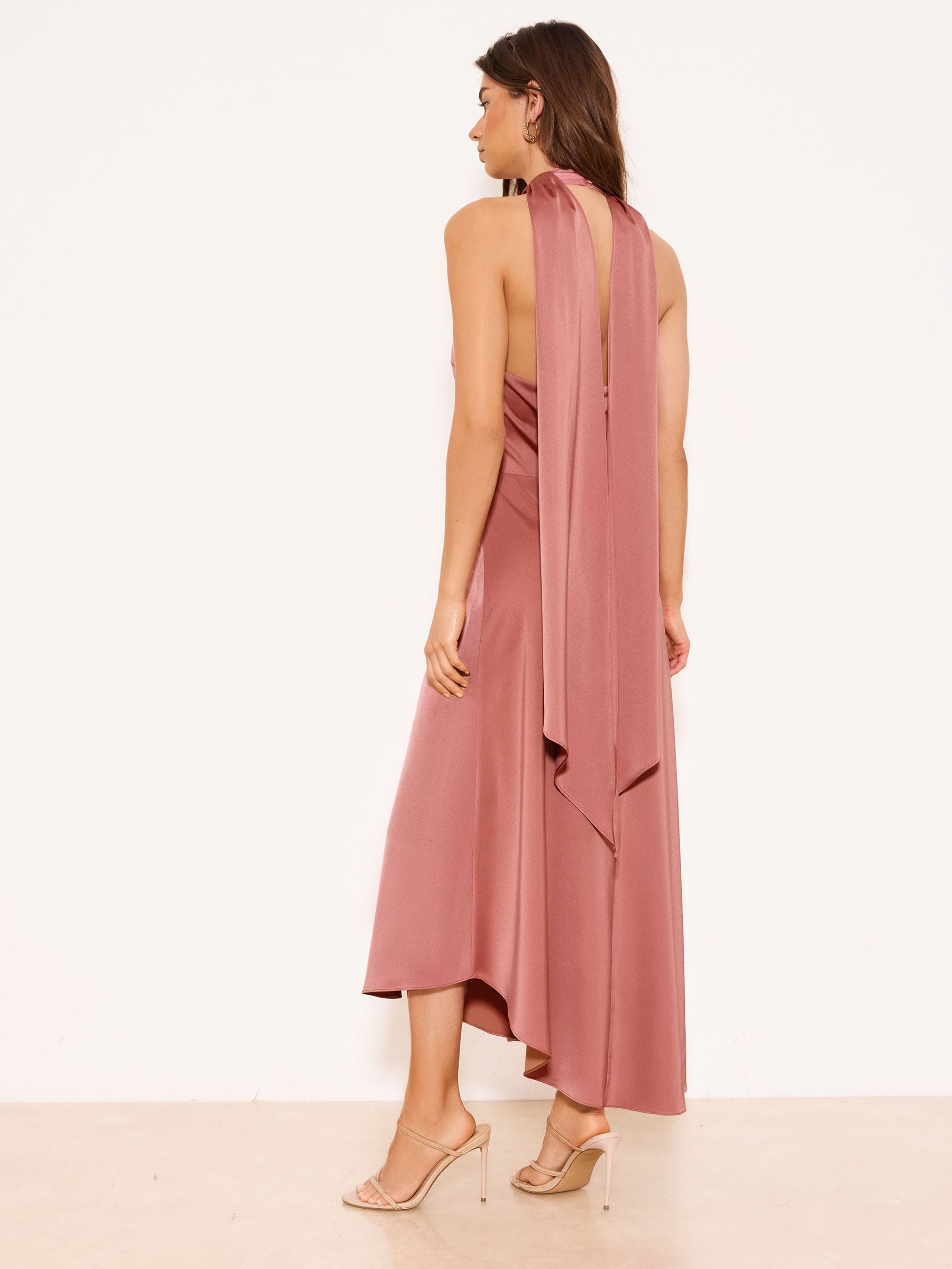 Buy Lipsy Pink High Neck Scarf Embellished Fit And Flare Midaxi